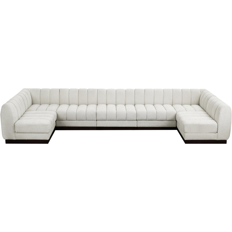 Canapé modulaire rembourré 7 pièces Quinn, Tissu chenille crème