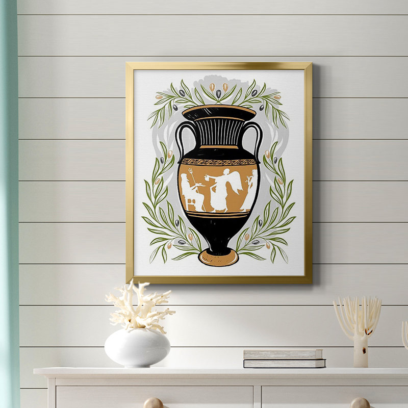 Vases grecs II - Toile encadrée de qualité supérieure - prête à être accrochée, Or, H 20 po x l 16 po