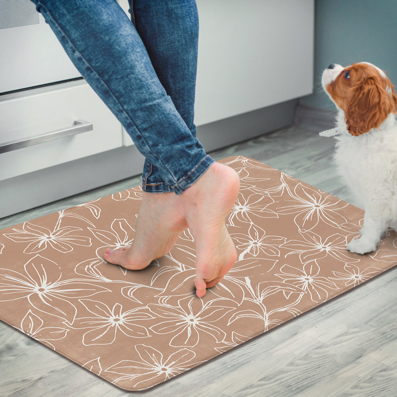 Highland Home Mocha Lily 30" x 20" Comfort Kitchen Mat