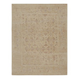 Oushak Hand Knotted Silk Floral Area Rug