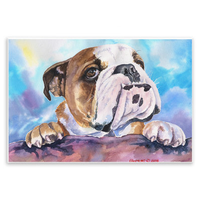 «English Bulldog Dog Pet Animal Watercolor Paint», impression sur toile