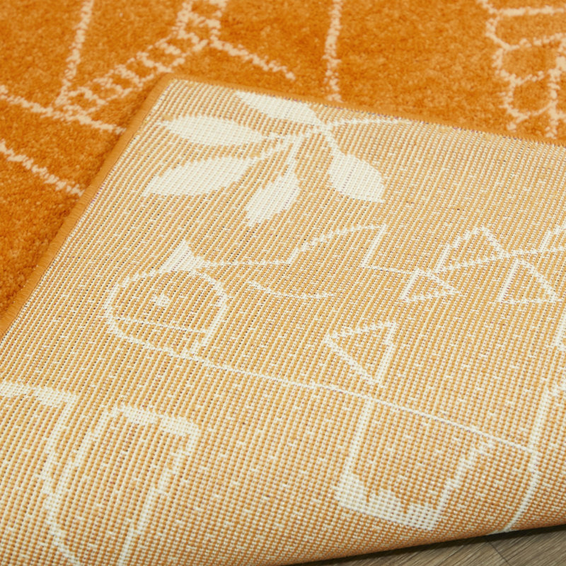 Tapis bleu marine Osgood, Rond 5 pi 3 po, Orange