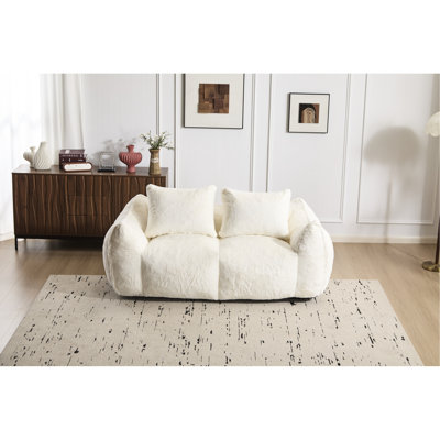 Très grand fauteuil à billes pour adultes, en fausse fourrure de haute qualité, confortable pour l'intérieur, design ergonomique, sans assemblage, s'adapte au matériau de fourrure géante pour deux adultes, assemblage