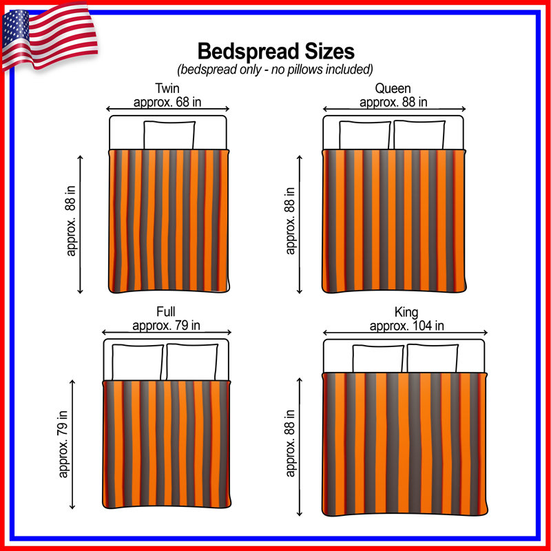 Orange Vertical Stripes Bedding Stripes Bedspread Pattern, King