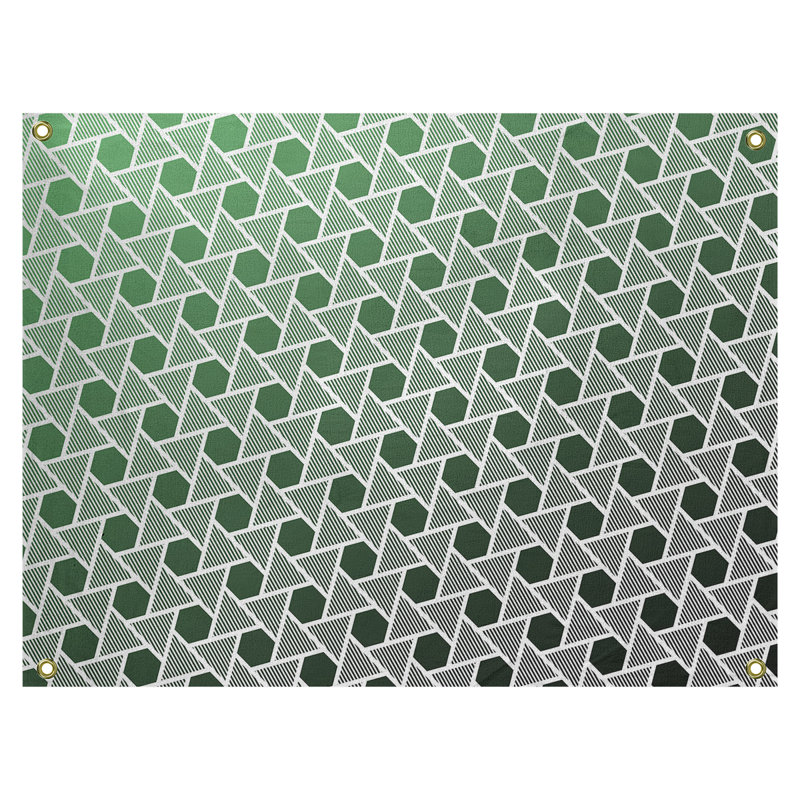 Tapisserie murale hexagonales et triangles, H 26 po x l 36 po, Noir / Vert