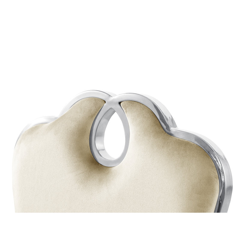 Chaise de salle à manger en velours, Argent argent, Crème, crème