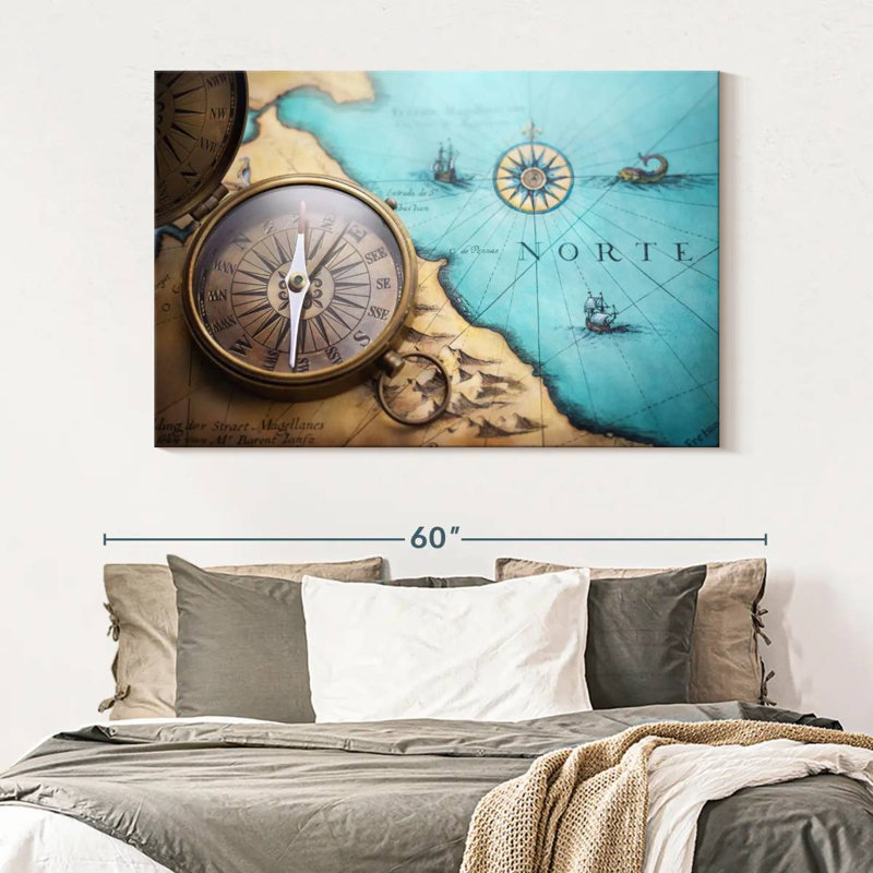 Antique style compass Aletra, H 34 po x l 51 po