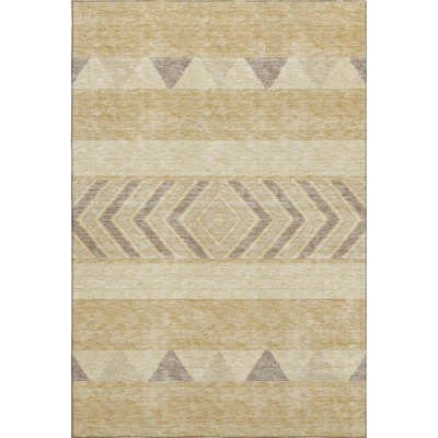 Premium Machine Washable Prisco Gold Rug