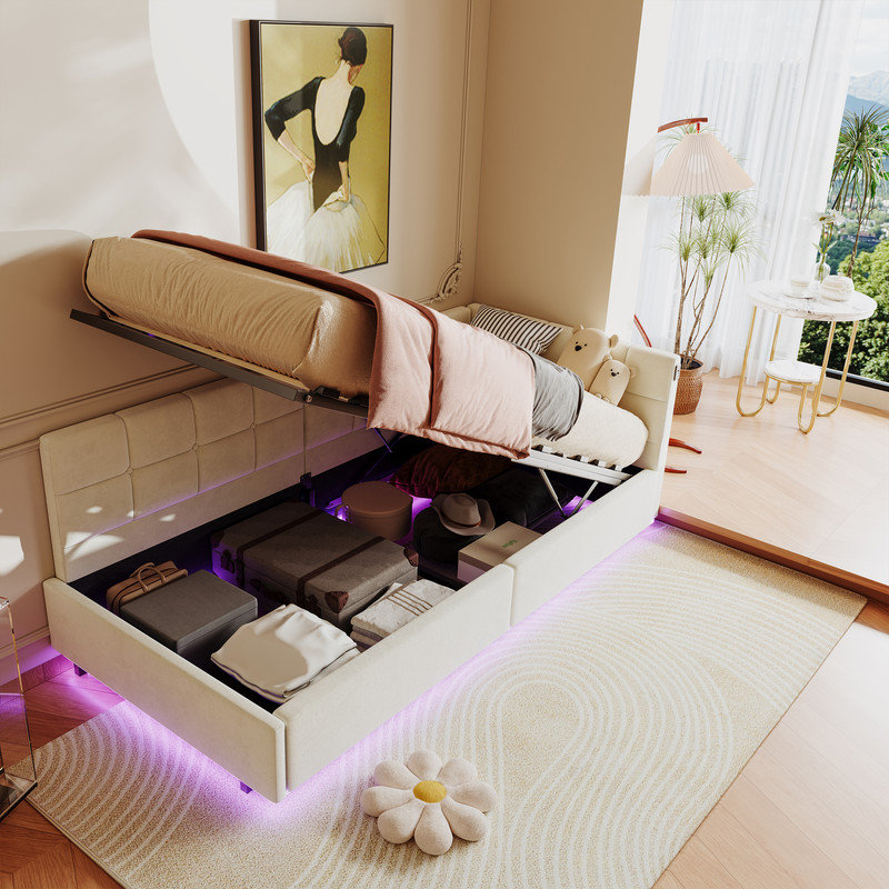 Bed, Beige