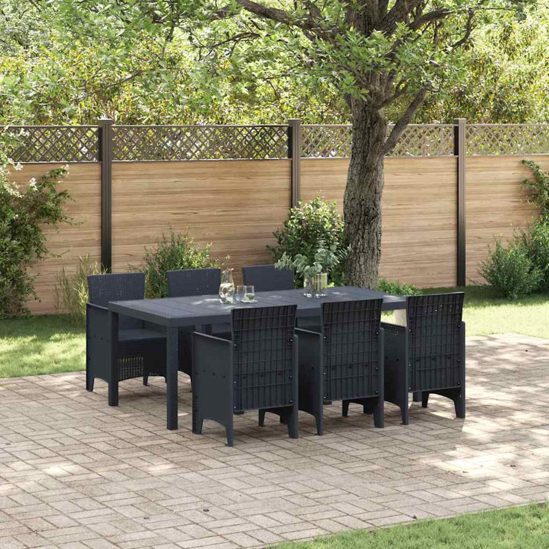 Ensemble de salle à manger de jardin vidaXL 7 pièces en polypropylène anthracite, Anthracite, 6