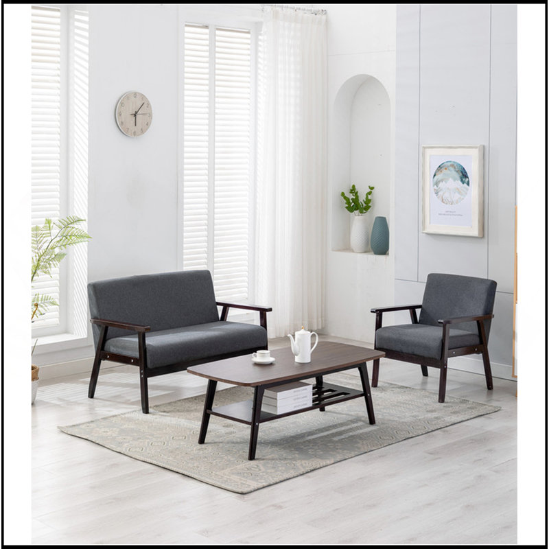 Ensemble de chaise basse Sharell, Gris foncé, Noir