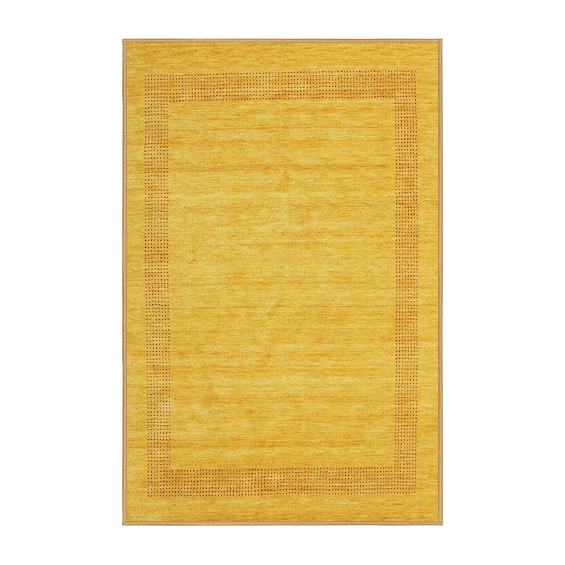 Tapis de zone jaune contemporaine, Rectangle 5 pi x 8 pi