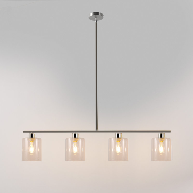 Luminaire suspendu linéaire en verre à intensité variable pour îlot de cuisine à 5 lumières de 5,9 po (l) à hauteur réglable