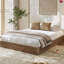 Base de lit en bois, lit plateforme en bois avec conception cannelée, base de lit avec support d'étude, assemblage facile sans sommier-578440790