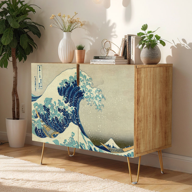 35'' Sideboard, Great Wave Off Kanagawa Blue