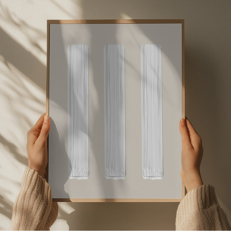 Three Textured Panels by Josie George — Abstract Wall Art, 40 × 60, Framed Print, White