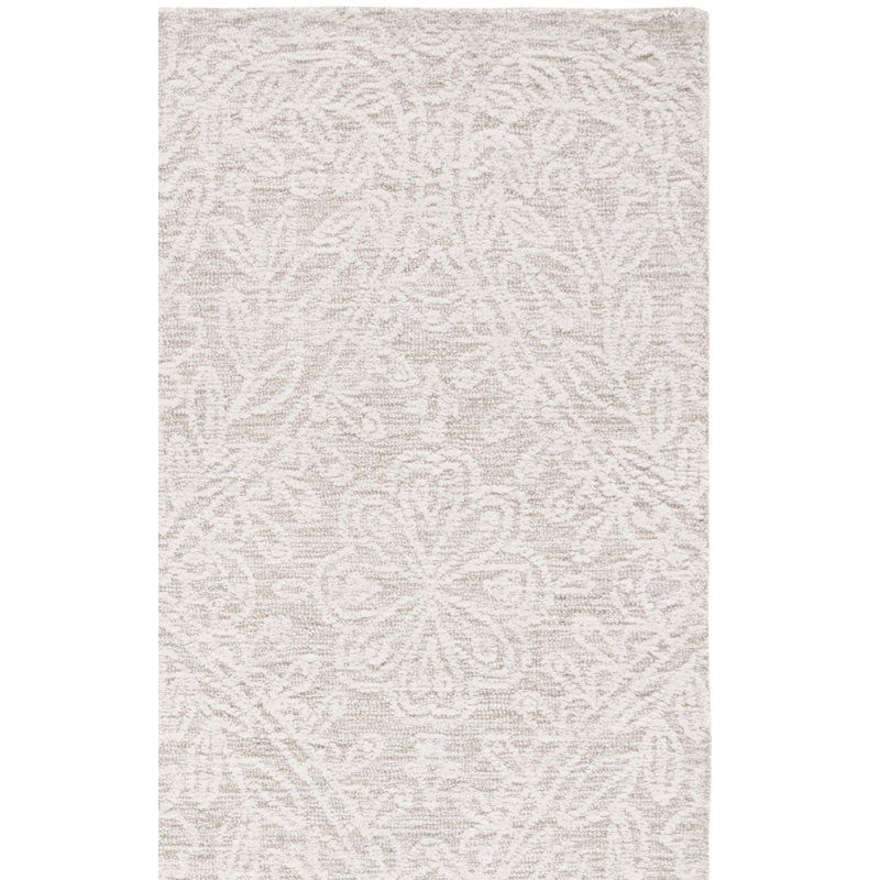 Bathelda Hand Tufted Wool/Cotton with Cotton Backing Floral Rug in Beige/Ivory, Rectangle 8' x 10'