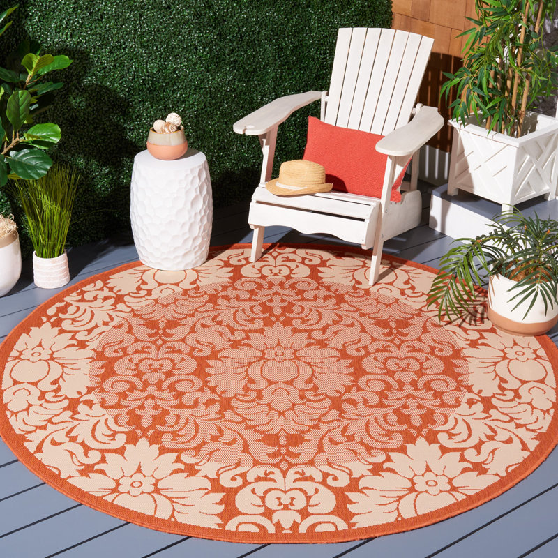 Tapis en terre cuite / naturel Davonia, Rond 6 pi 7 po