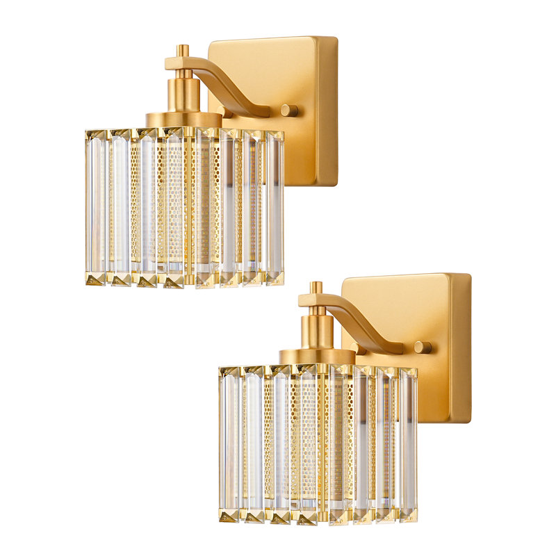  Éclairage de meuble-lavabo à intensité variable avec abat-jour en cristal (ensemble de 2)