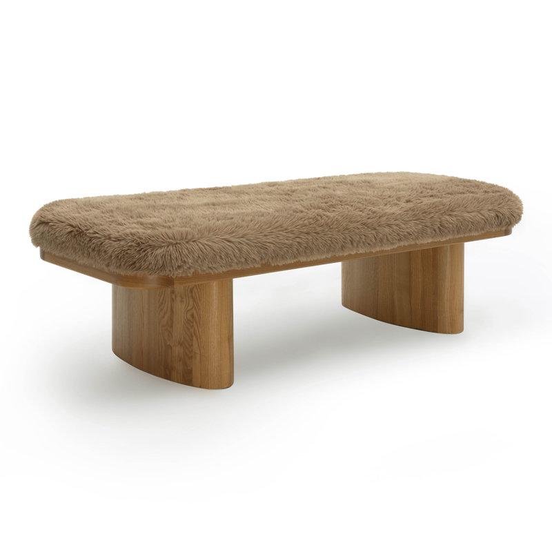Grand banc en laine végétale droite, Taupe