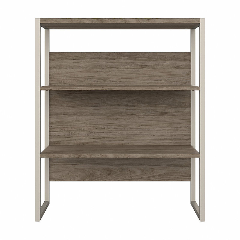 Bibliothèque hybride H 42 po x l 36 po, Blanc cassé / hickory moderne