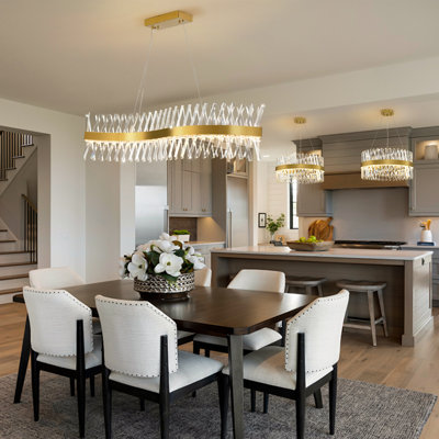 Stith 40"/47.5" Dimmable Led Rectangle Chandelier With Crystal Accents