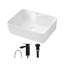 Ensemble de lavabo de salle de bain en céramique blanc 16 po x 12 po avec conduites d'alimentation et drain noirs