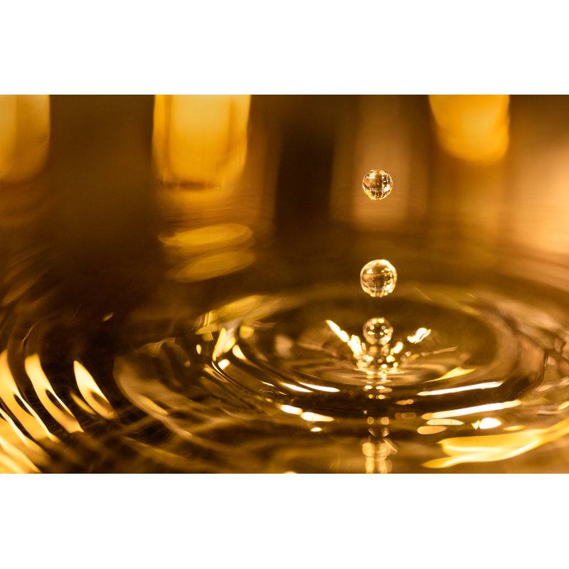 Gold Background With Reflection And Water Drops by Wundervisuals - No Frame Art Prints on Canvas, 51cm H x 76cm W