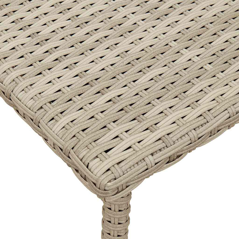 Garden Coffee Table Rectangular 40x37 Cm Poly Rattan, Light Grey, 37cm H x 80cm L x 40cm W