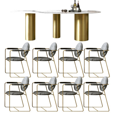 Simple modern light luxury oval dining table sets