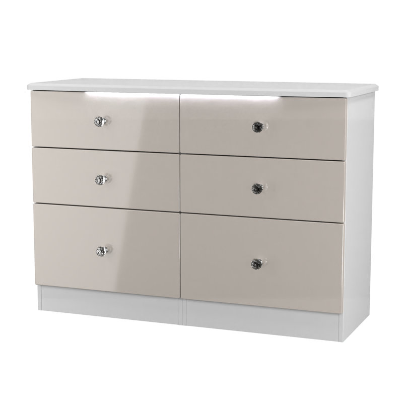 Fully Assembled Bonaccord 6 Drawer Chest, Kaschmir Gloss