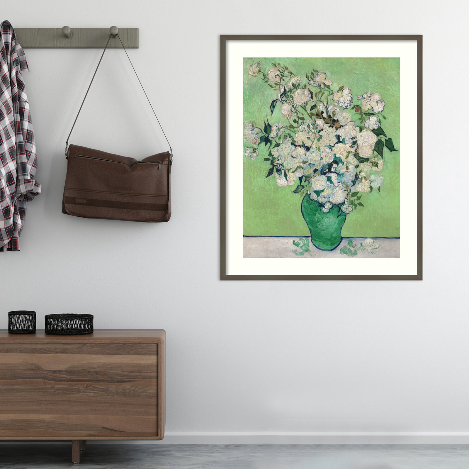Roses, 1890 (Green Vase) Painting, Gray, 41.07" H x 33.82" W x 0.88" D
