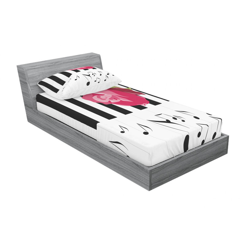 Microfiber Abstract Sheet Set, Twin Sheet Set with Fitted Sheet