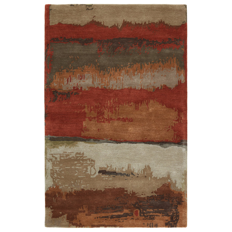 Tapis rouge / brun / terre cuite touffeté à la main Marasco, Rectangle 9 pi x 12 pi