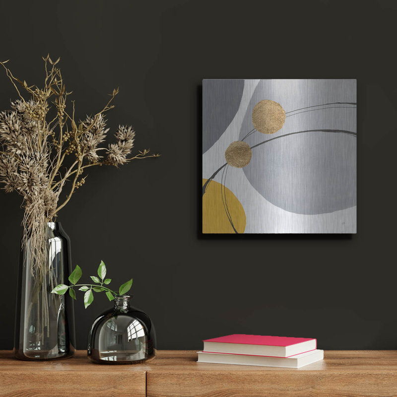 Art mural en métal Wrought Studio ™ «Golden Orbs 1» par Chris Paschke, H 12 po x l 12 po