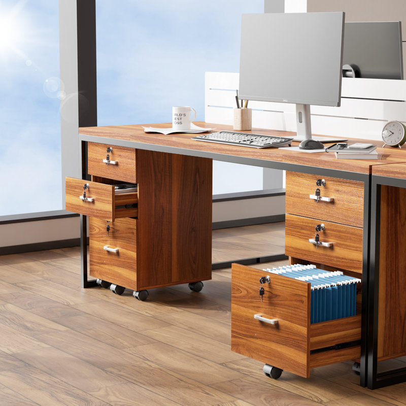 Marfriede 15.75'' Wide 3 -Drawer Mobile File Cabinet, Walnut