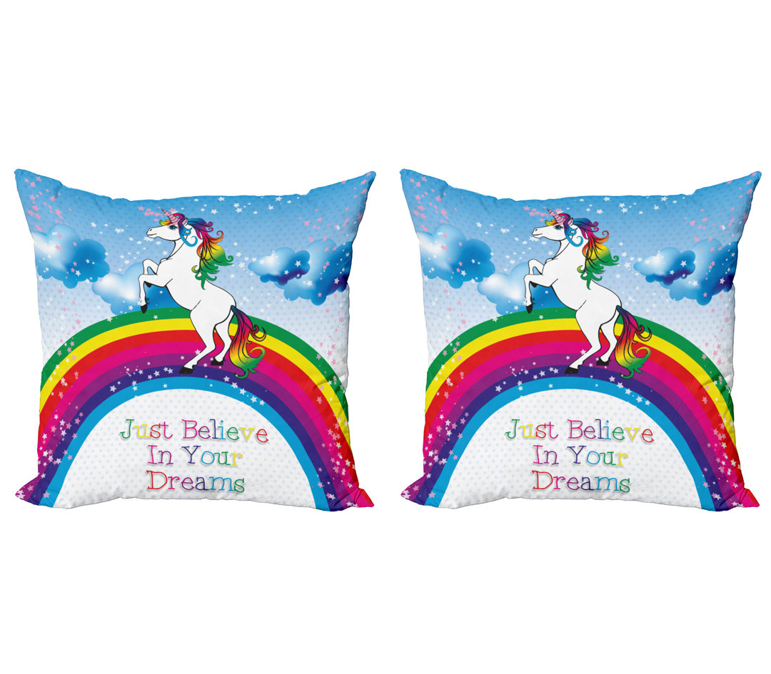 Kissenbezug, Einhorn Regenbogen-Fantasie, Einhorn, Mehrfarbig