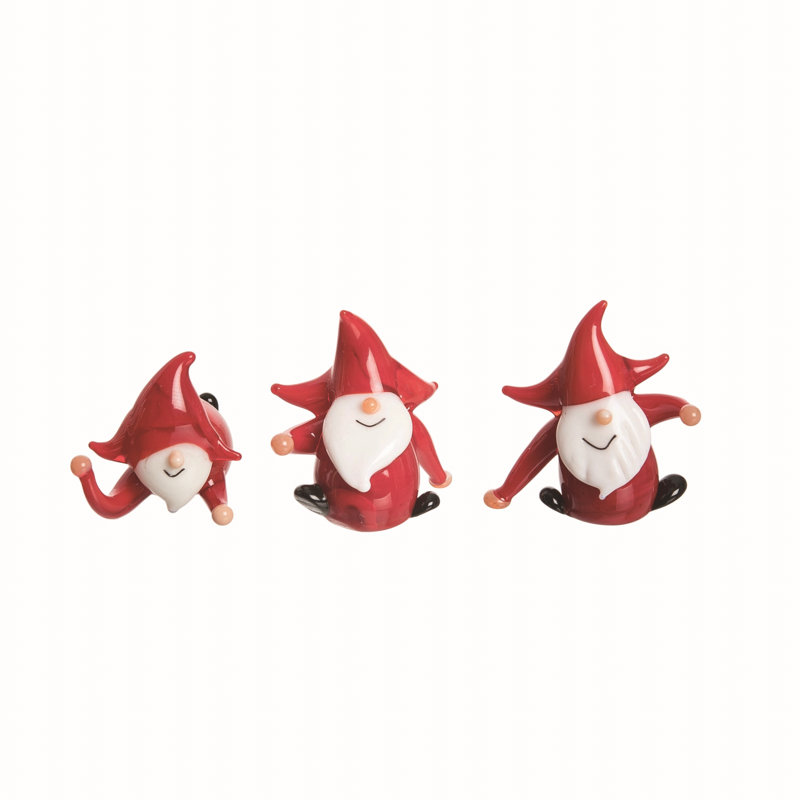  Ensemble de 3 décorations de Noël gnome en verre