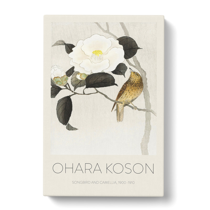 Songbird And Flowering Camellia by Ohara Koson - Wrapped Canvas Print, 76cm H x 50cm W x 3cm D