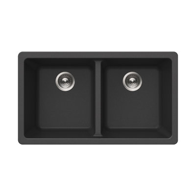Évier de cuisine à double cuve encastrable 50/50 en granite 31 po Houzer - Ardoise M-300U