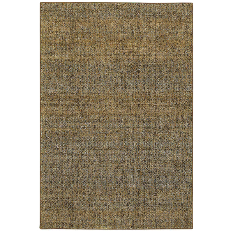 Tapis géométrique vert / or Bobby, Rectangle 10 pi x 13 pi 2 po