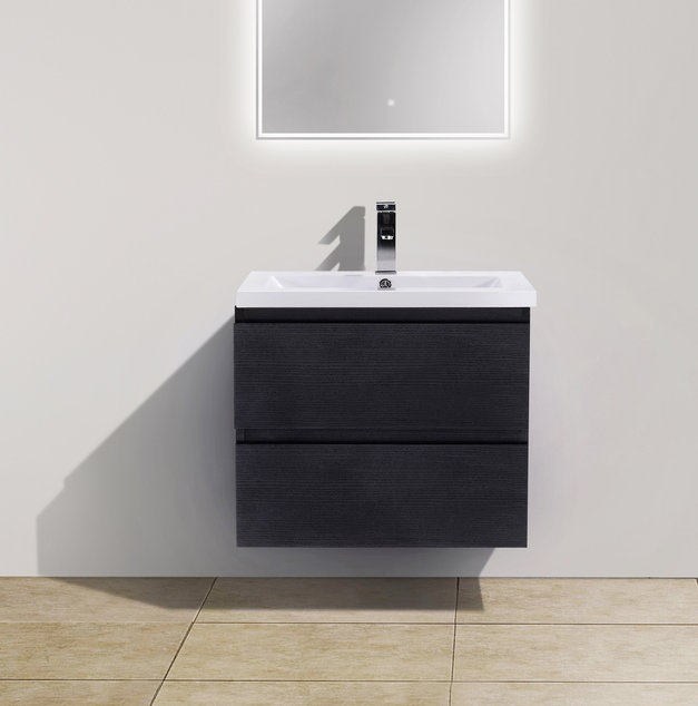 Ensemble de meuble-lavabo simple 24 po Hridhaan, Noir