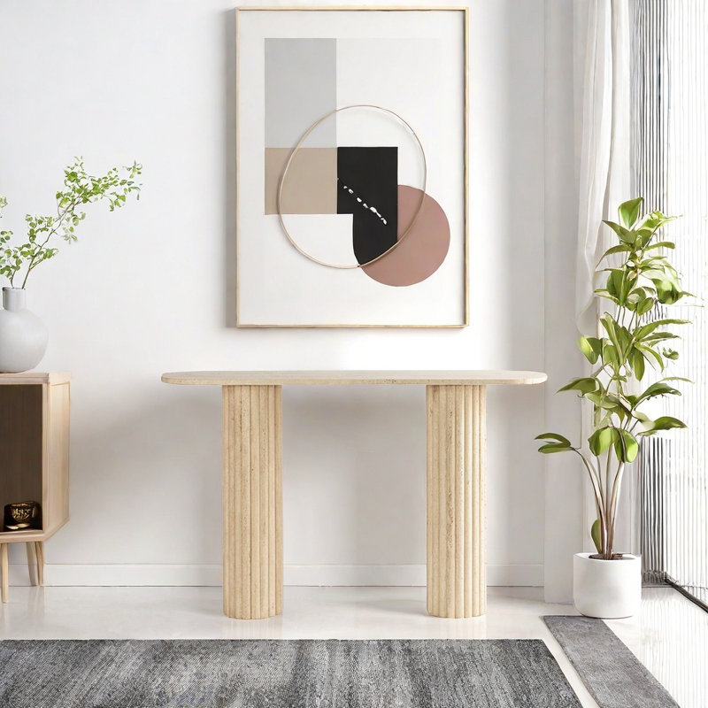 Modern Minimalist Solid Wood Console Table, 33.46" H x 47.24" W x 15.75" D