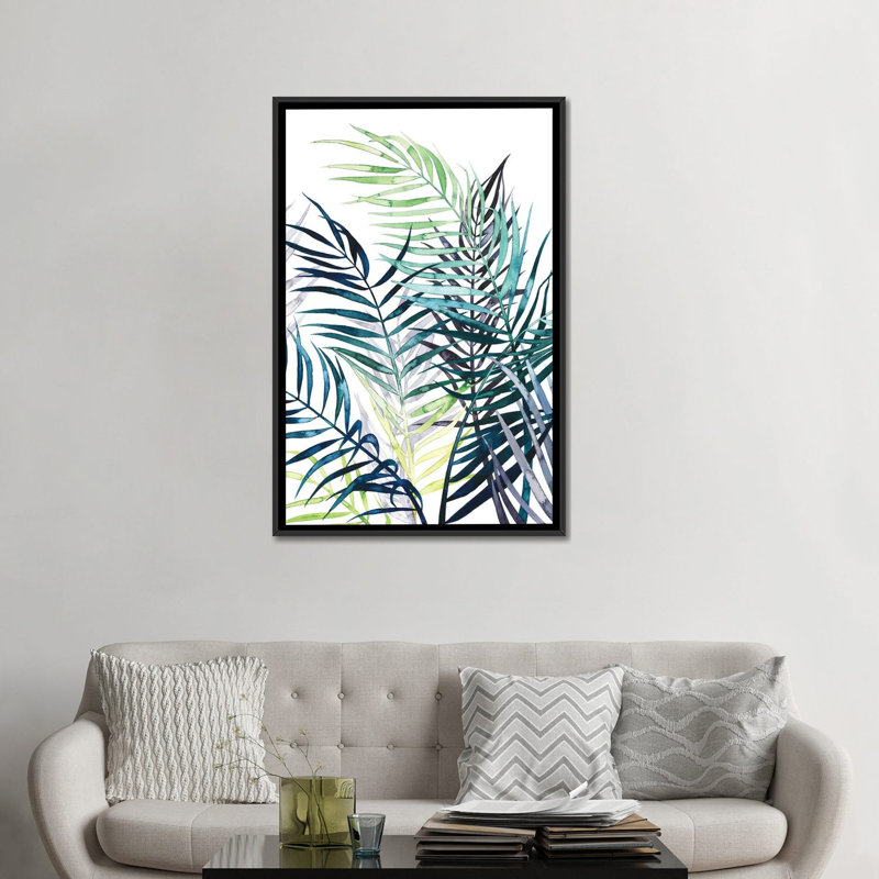 «Twilight Palms I», impression sur toile, H 26 po x l 18 po x P 1,5 po, Toile avec cadre noir, Pas de tapis