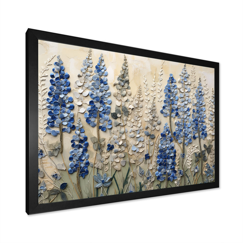 Minimalisme bleu blanc bonnet encadré sur toile, Noir, H 30 po x l 40 po x P 1,5 po