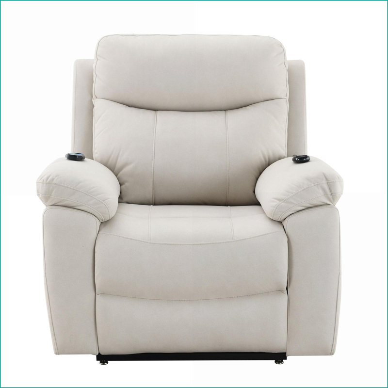 Fauteuils inclinables avec lève-personne électrique, chauffage et amp; Massage | Microfibre polie moderne | Beige, Blanc