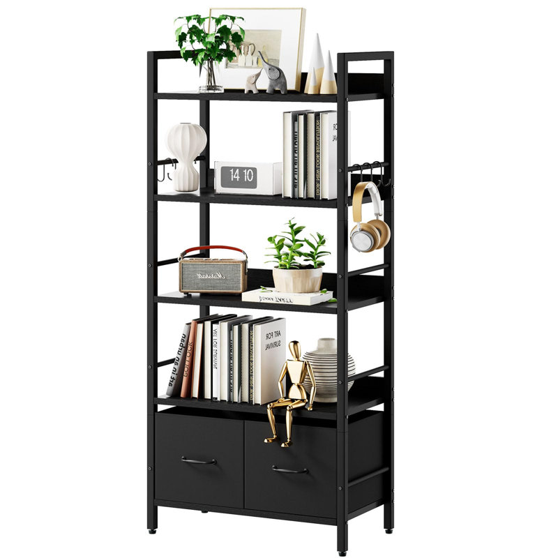 154cm H x 30cm W Metal Bookcase, Black