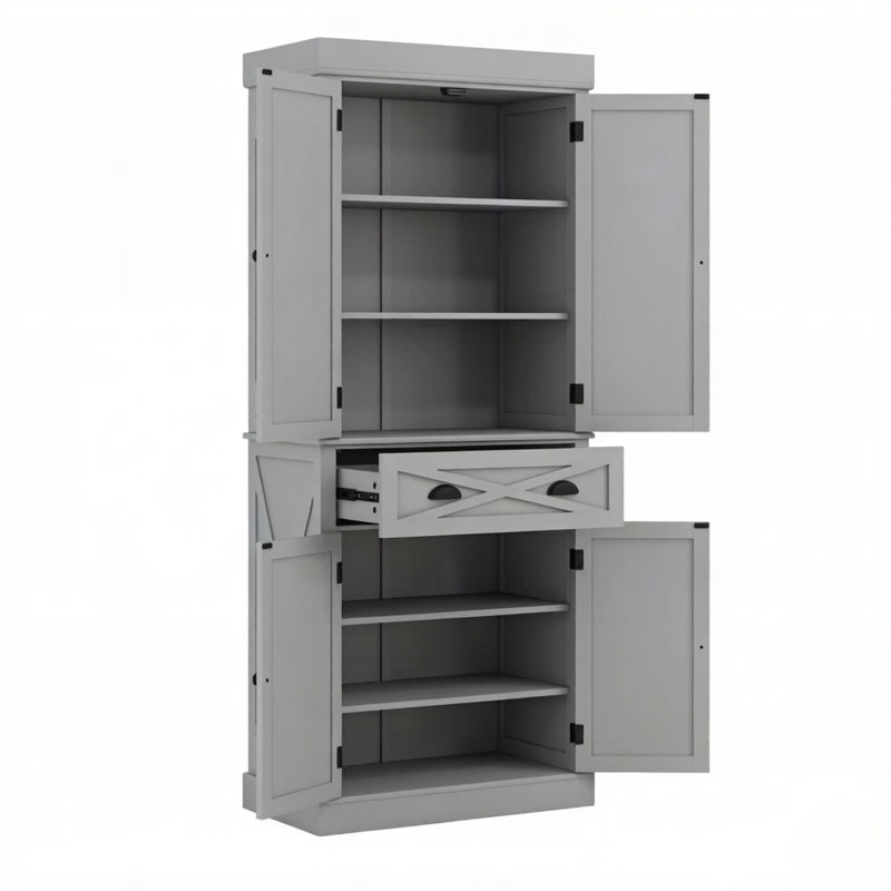 Grands armoires de garde-manger avec rangement, armoire de ferme en MDF pour la cuisine