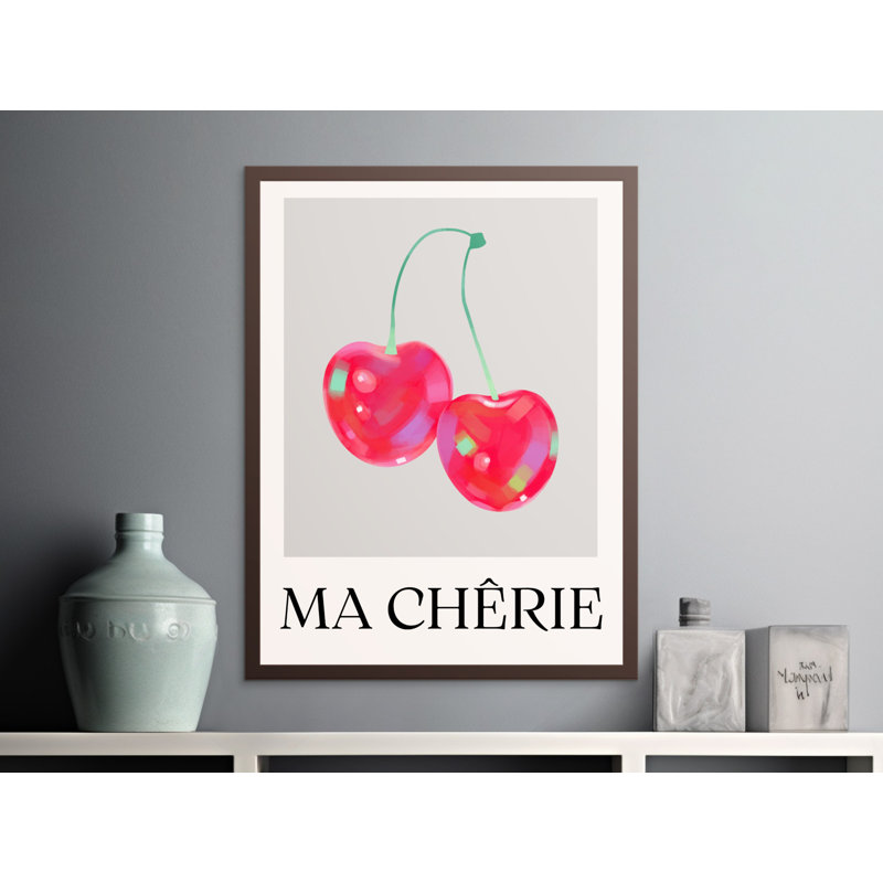 Ma Cherie Wall Art, Cherry Print, Framed, Kitchen Decor, Whimsical Art, Fruit Wall Art, Available in Several Sizes
