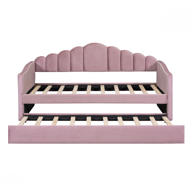Twin size Upholstered Daybed with Trundle, Pink